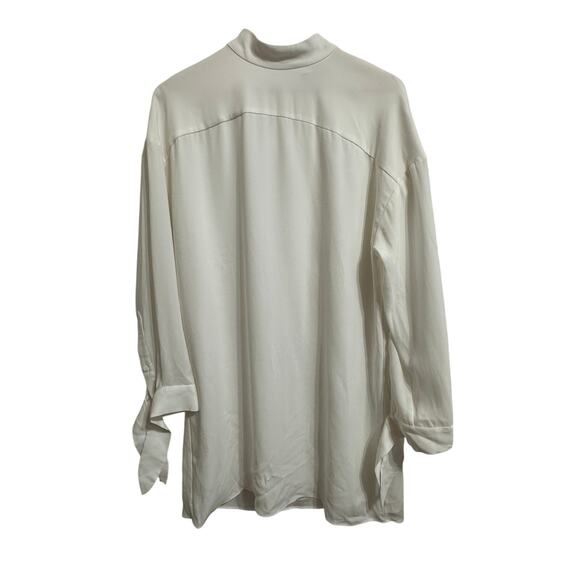 Babaton women's white long sleeve‎ mini shift neck tie dress size Small - Picture 1 of 6